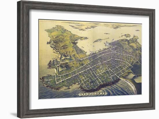 Newport, Rhode Island - Panoramic Map (#2)-Lantern Press-Framed Art Print