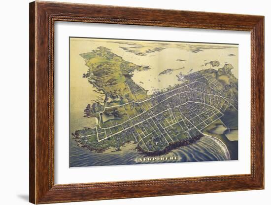 Newport, Rhode Island - Panoramic Map (#2)-Lantern Press-Framed Art Print