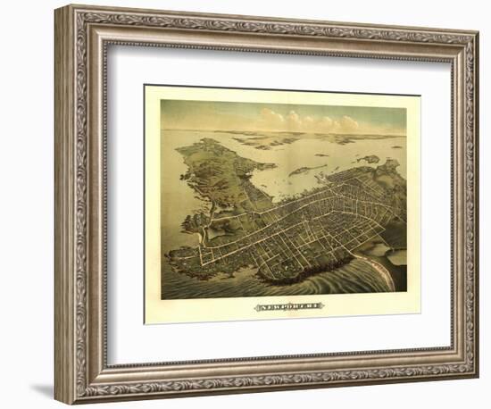 Newport, Rhode Island - Panoramic Map-Lantern Press-Framed Art Print