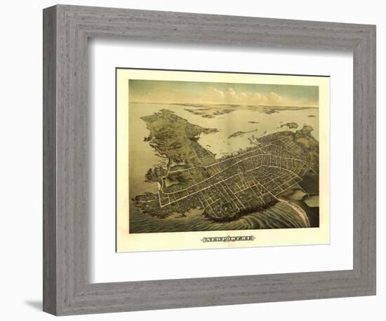 Newport, Rhode Island - Panoramic Map-Lantern Press-Framed Art Print