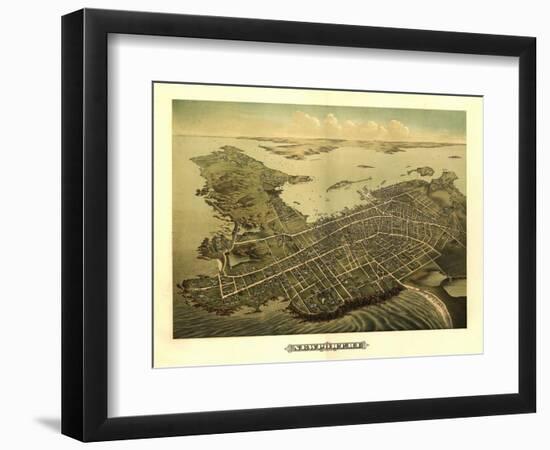 Newport, Rhode Island - Panoramic Map-Lantern Press-Framed Art Print