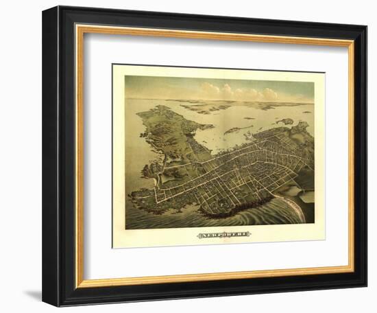 Newport, Rhode Island - Panoramic Map-Lantern Press-Framed Art Print