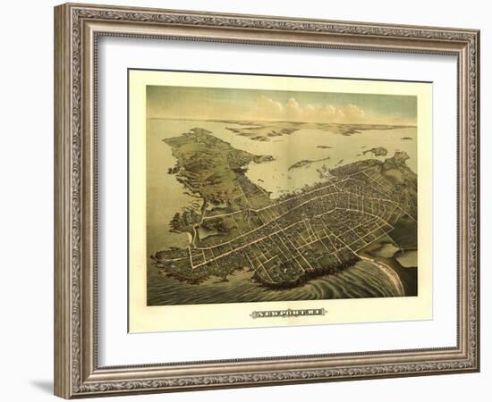 Newport, Rhode Island - Panoramic Map-Lantern Press-Framed Art Print