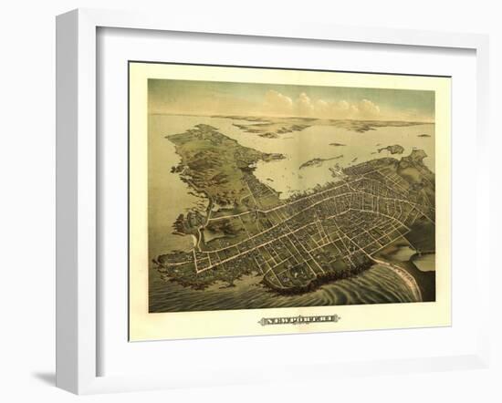 Newport, Rhode Island - Panoramic Map-Lantern Press-Framed Art Print