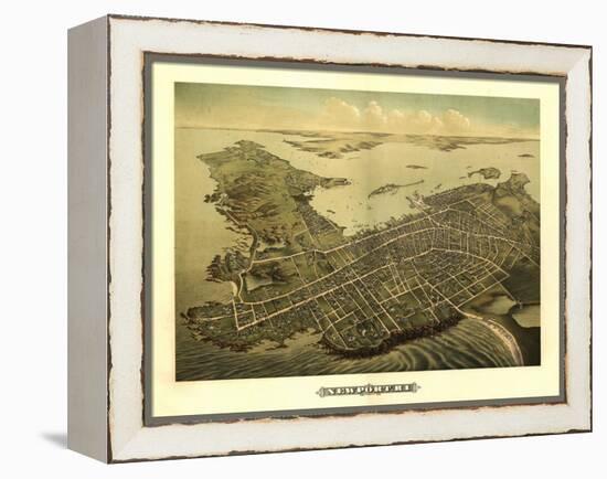 Newport, Rhode Island - Panoramic Map-Lantern Press-Framed Stretched Canvas