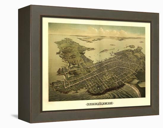 Newport, Rhode Island - Panoramic Map-Lantern Press-Framed Stretched Canvas