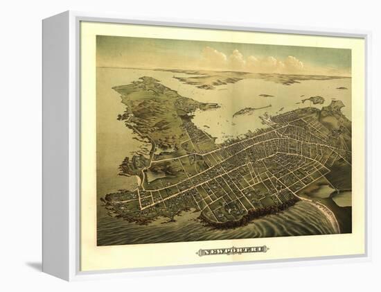 Newport, Rhode Island - Panoramic Map-Lantern Press-Framed Stretched Canvas