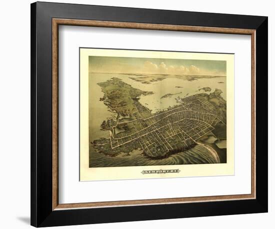 Newport, Rhode Island - Panoramic Map-Lantern Press-Framed Premium Giclee Print