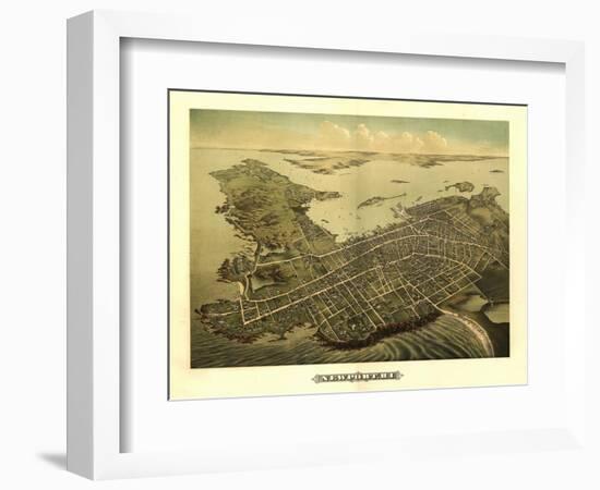 Newport, Rhode Island - Panoramic Map-Lantern Press-Framed Premium Giclee Print