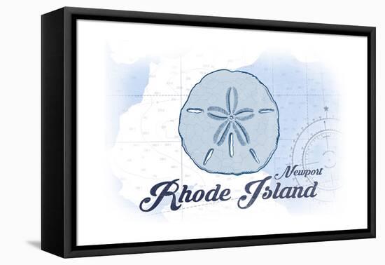 Newport, Rhode Island - Sand Dollar - Blue - Coastal Icon-Lantern Press-Framed Stretched Canvas