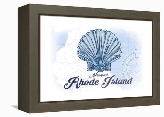 Newport, Rhode Island - Scallop Shell - Blue - Coastal Icon-Lantern Press-Framed Stretched Canvas