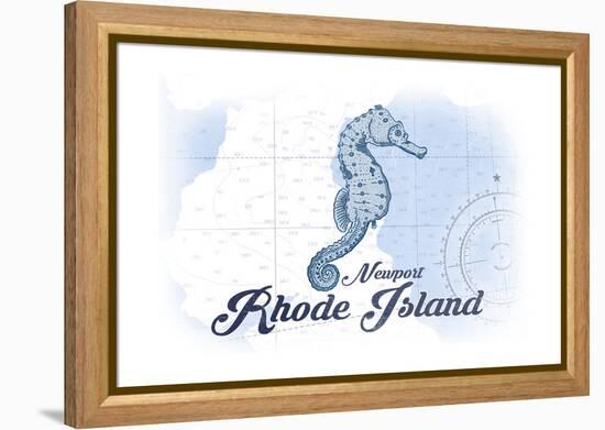 Newport, Rhode Island - Seahorse - Blue - Coastal Icon-Lantern Press-Framed Stretched Canvas