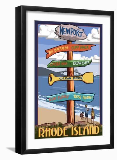 Newport, Rhode Island - Sign Destinations-Lantern Press-Framed Art Print