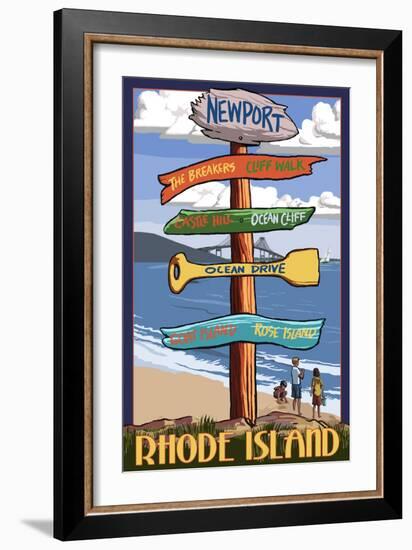 Newport, Rhode Island - Sign Destinations-Lantern Press-Framed Art Print