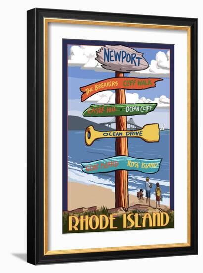 Newport, Rhode Island - Sign Destinations-Lantern Press-Framed Art Print