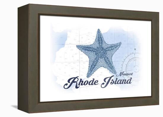 Newport, Rhode Island - Starfish - Blue - Coastal Icon-Lantern Press-Framed Stretched Canvas