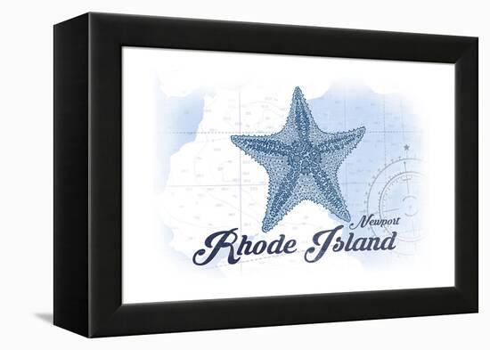 Newport, Rhode Island - Starfish - Blue - Coastal Icon-Lantern Press-Framed Stretched Canvas