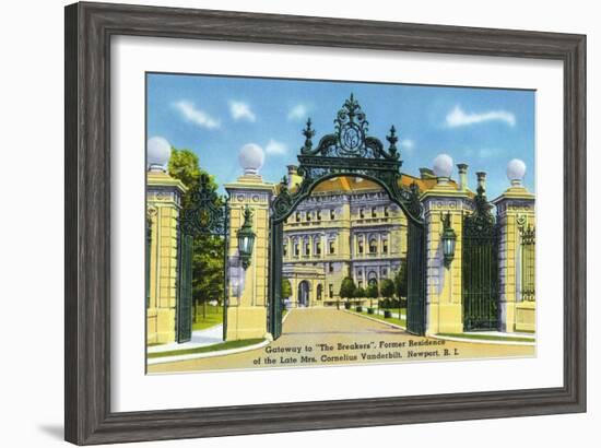 Newport, Rhode Island - View of the Gateway to the "Breakers," Vanderbilt Estate, c.1935-Lantern Press-Framed Art Print