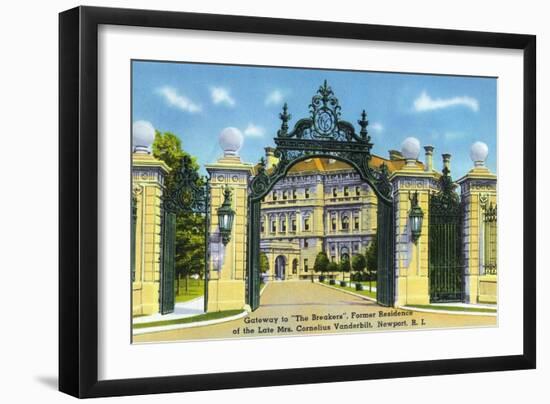 Newport, Rhode Island - View of the Gateway to the "Breakers," Vanderbilt Estate, c.1935-Lantern Press-Framed Art Print