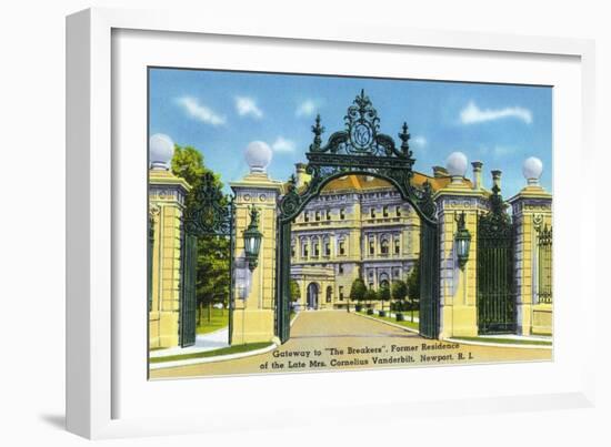 Newport, Rhode Island - View of the Gateway to the "Breakers," Vanderbilt Estate, c.1935-Lantern Press-Framed Art Print