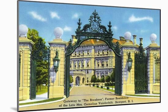 Newport, Rhode Island - View of the Gateway to the "Breakers," Vanderbilt Estate, c.1935-Lantern Press-Mounted Art Print