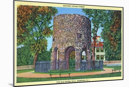 Newport, Rhode Island, View of the Old Stone Mill, Ancient Viking Tower-Lantern Press-Mounted Art Print