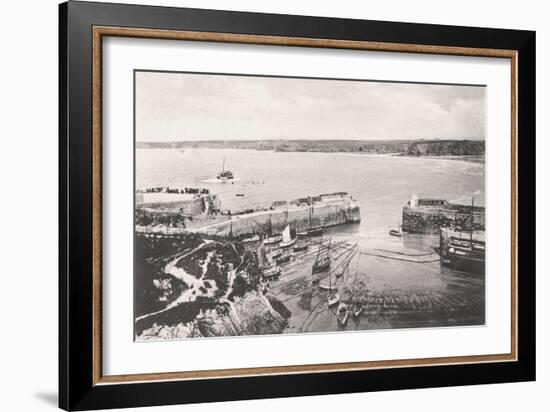 Newquay Harbour, Newquay, Cornwall, 1908-null-Framed Giclee Print