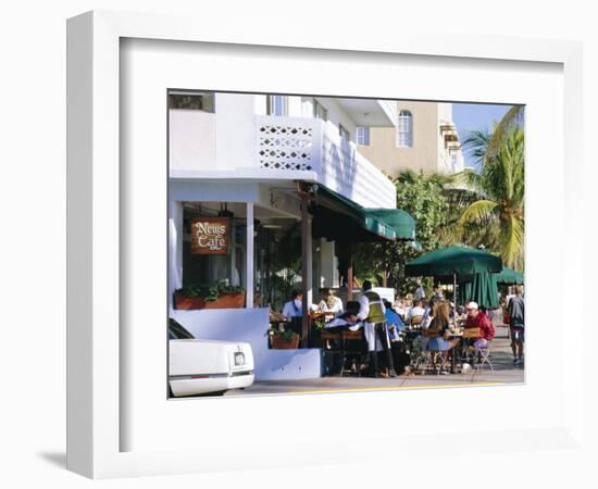 News Cafe on Ocean Drive, South Beach, Miami Beach, Florida, USA-Amanda Hall-Framed Photographic Print