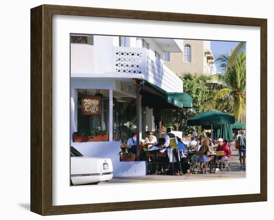 News Cafe on Ocean Drive, South Beach, Miami Beach, Florida, USA-Amanda Hall-Framed Photographic Print