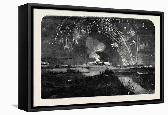 News of the Fall of Sebastopol, Shower of Parachute Rockets and Bonfire, in Woolwich Marshes-null-Framed Premier Image Canvas