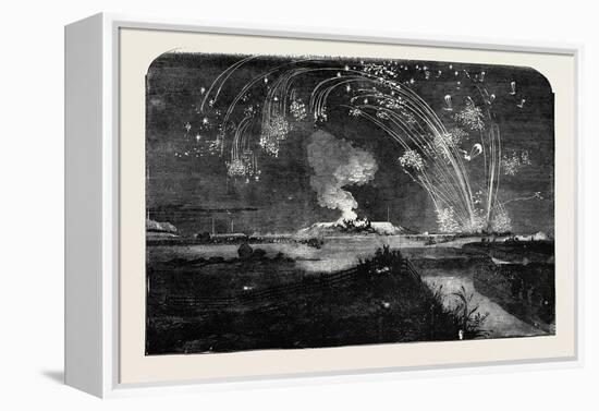 News of the Fall of Sebastopol, Shower of Parachute Rockets and Bonfire, in Woolwich Marshes-null-Framed Premier Image Canvas