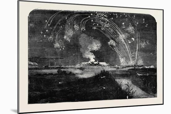 News of the Fall of Sebastopol, Shower of Parachute Rockets and Bonfire, in Woolwich Marshes-null-Mounted Giclee Print