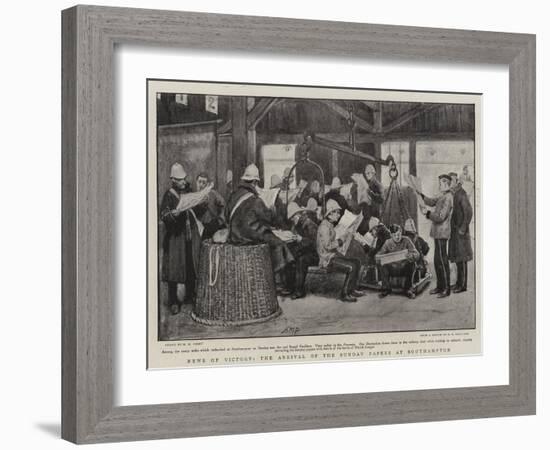 News of Victory, the Arrival of the Sunday Papers at Southampton-Henry Marriott Paget-Framed Giclee Print