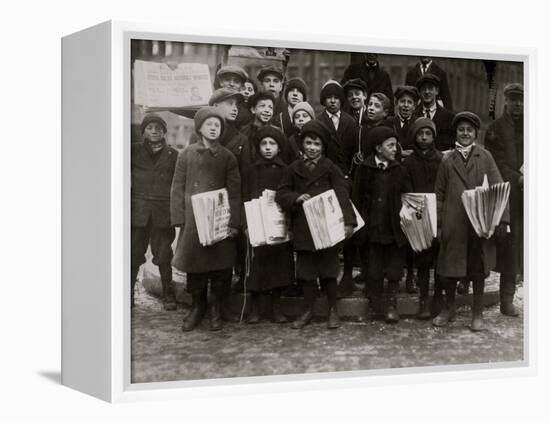 Newsies-Lewis Wickes Hine-Framed Stretched Canvas