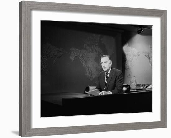 Newsman Walter Cronkite on the Air-null-Framed Premium Photographic Print