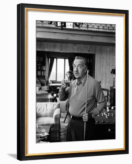 Newsman Walter Cronkite Playing Bumper Pool-null-Framed Premium Photographic Print