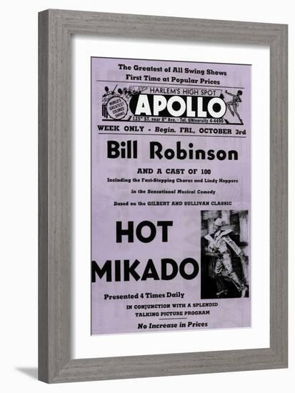 Newspaper Ad Proof Sheet for Apollo Theatre: Bill Robinson in Hot Mikado-null-Framed Art Print