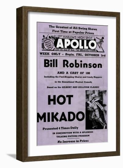 Newspaper Ad Proof Sheet for Apollo Theatre: Bill Robinson in Hot Mikado-null-Framed Art Print