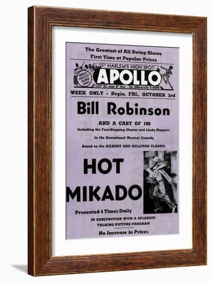 Newspaper Ad Proof Sheet for Apollo Theatre: Bill Robinson in Hot Mikado-null-Framed Art Print