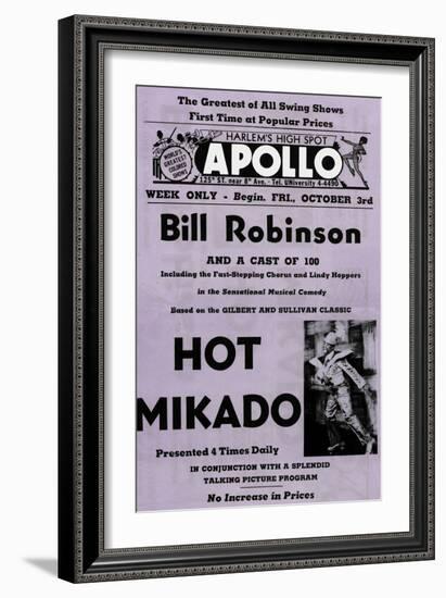 Newspaper Ad Proof Sheet for Apollo Theatre: Bill Robinson in Hot Mikado-null-Framed Art Print