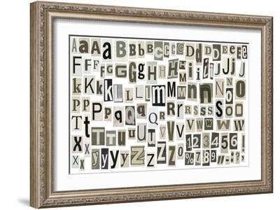 newspaper alphabet with letters numbers and symbols isolated on white art print donatas1205 art com
