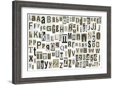 newspaper alphabet with letters numbers and symbols isolated on white art print donatas1205 art com