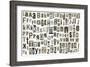 Newspaper Alphabet With Letters, Numbers And Symbols. Isolated On White-donatas1205-Framed Art Print