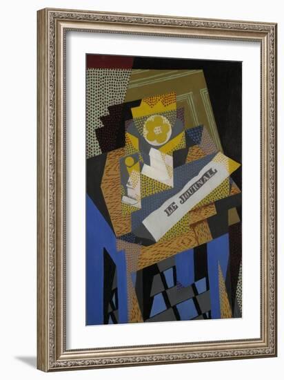 Newspaper and Fruit Dish, 1916-Juan Gris-Framed Giclee Print