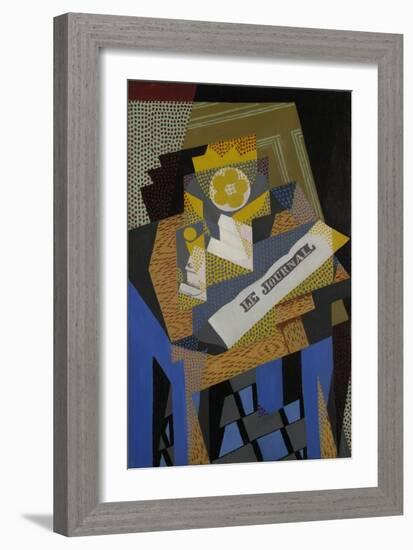 Newspaper and Fruit Dish, 1916-Juan Gris-Framed Giclee Print