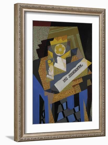 Newspaper and Fruit Dish-Juan Gris-Framed Giclee Print