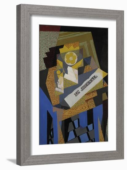 Newspaper and Fruit Dish-Juan Gris-Framed Giclee Print