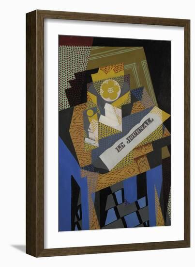 Newspaper and Fruit Dish-Juan Gris-Framed Giclee Print