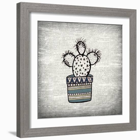 Newspaper Cactus 1-Kimberly Allen-Framed Art Print