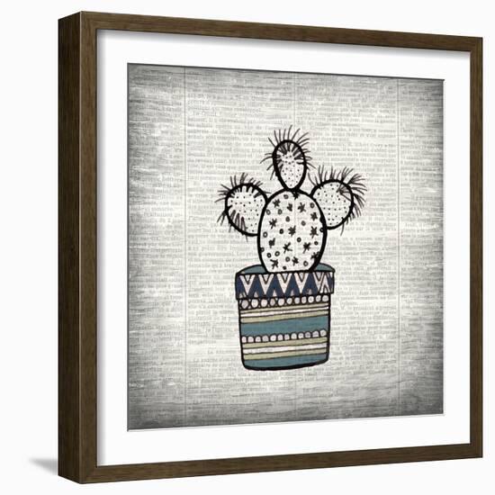 Newspaper Cactus 1-Kimberly Allen-Framed Art Print